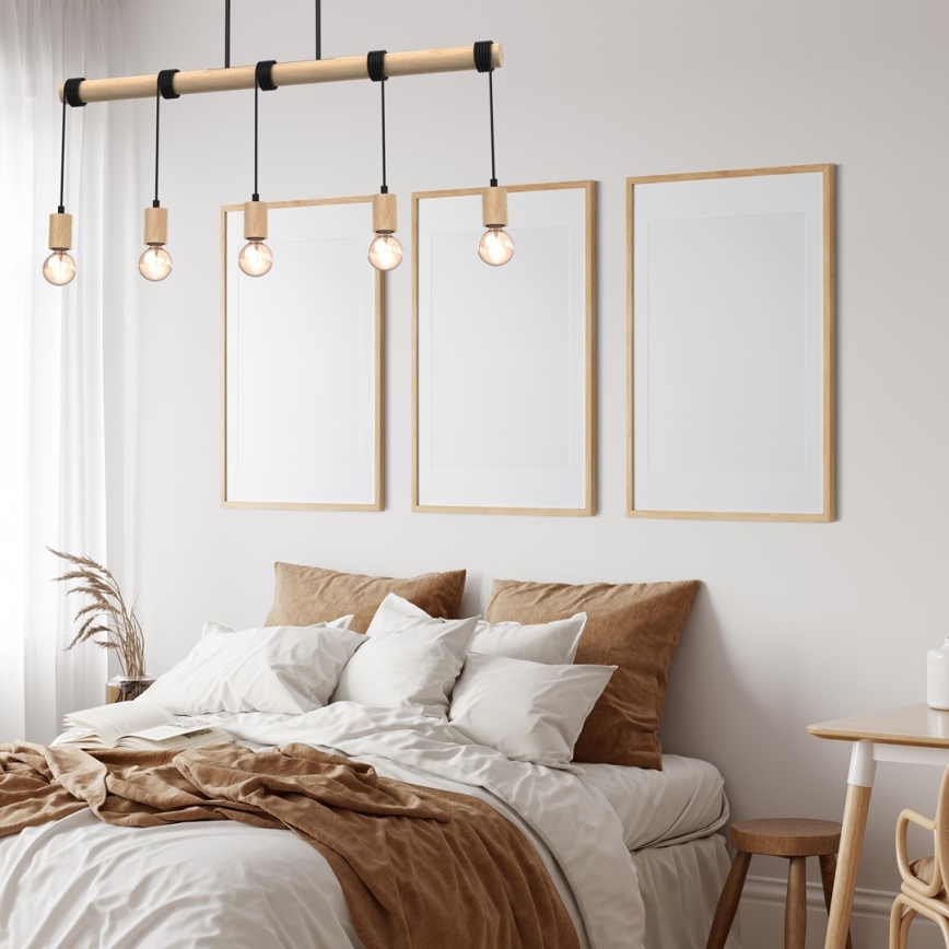 Surface-mounted takkrona  VIGA 5xE27/60W/230V trä 