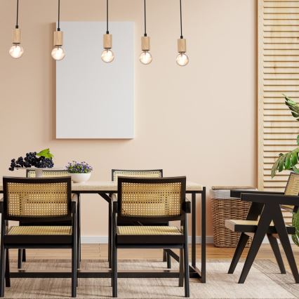 Surface-mounted takkrona  VIGA 5xE27/60W/230V trä 