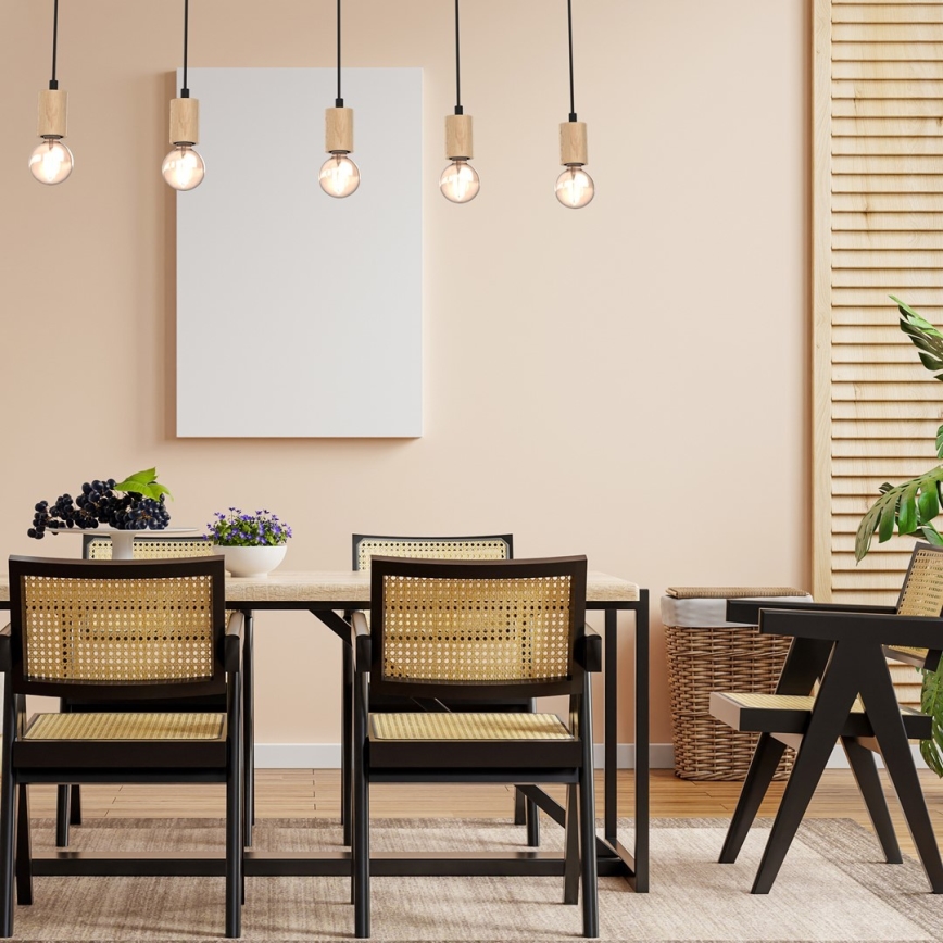 Surface-mounted takkrona  VIGA 5xE27/60W/230V trä 