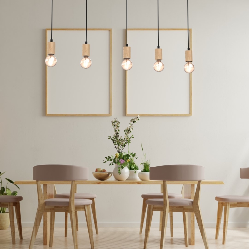 Surface-mounted takkrona  VIGA 5xE27/60W/230V trä 