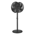 Svart golvfläkt 120W/230V 2x Ø 40 cm + fjärrkontroll