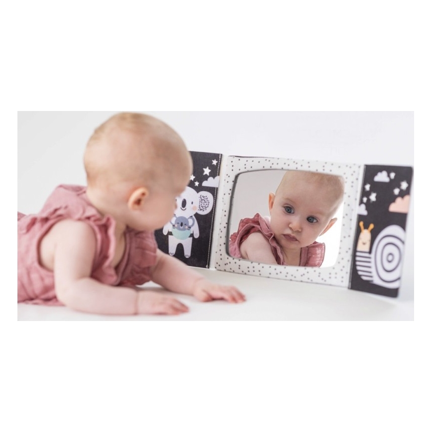 Taf Toys - Tygbarnbok med spegel svart