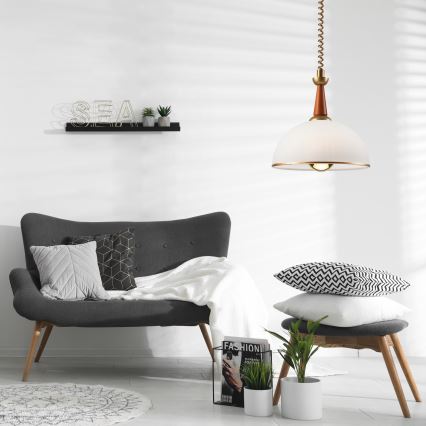 Nedhissbar taklampa CHIARA 1xE27/60W/230V mörkbrun/bok