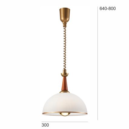 Nedhissbar taklampa CHIARA 1xE27/60W/230V mörkbrun/bok