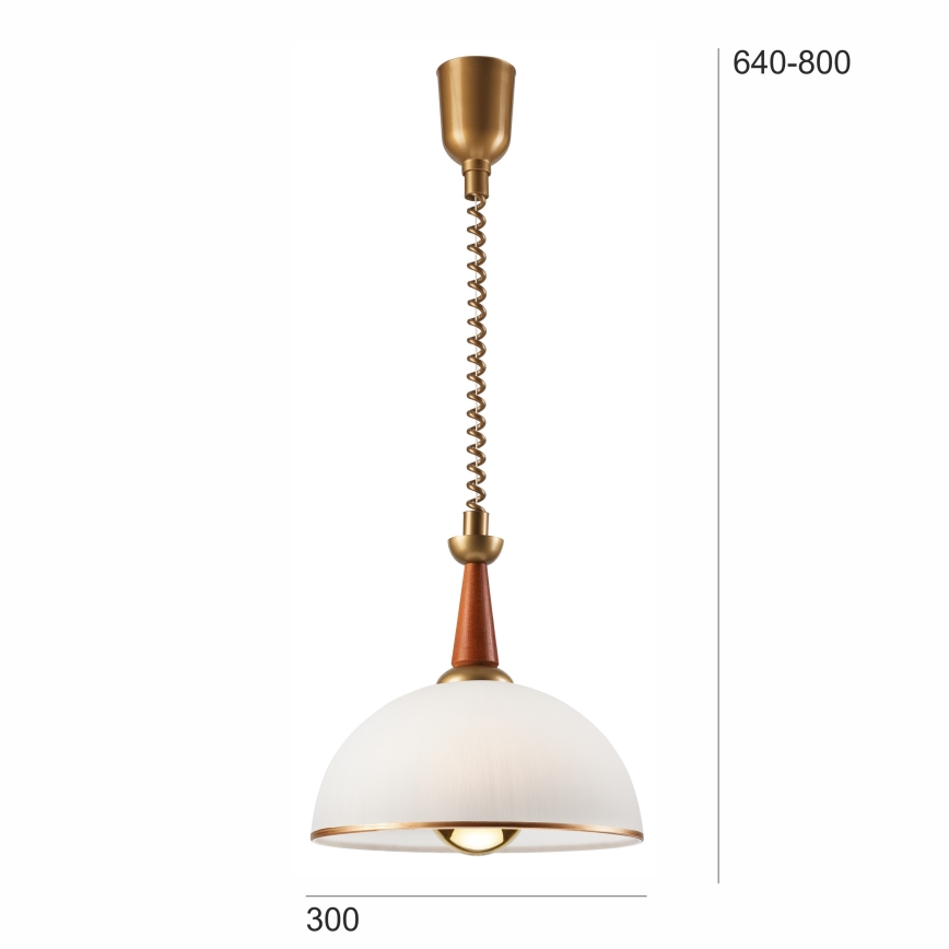 Nedhissbar taklampa CHIARA 1xE27/60W/230V mörkbrun/bok