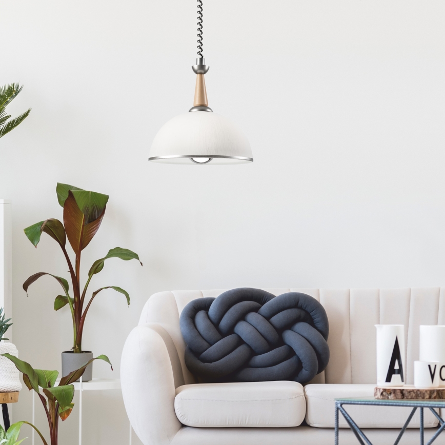 Nedhissbar taklampa CHIARA 1xE27/60W/230V silver/beige/bok