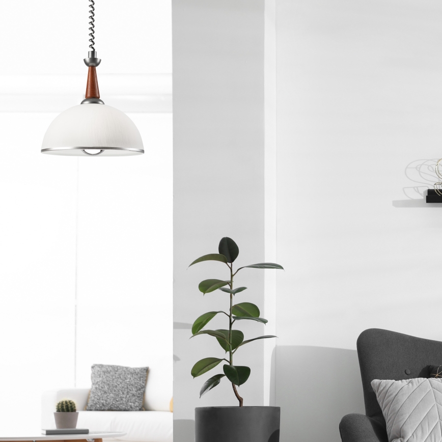 Nedhissningslampa CHIARA 1xE27/60W/230V silver/brun/bok