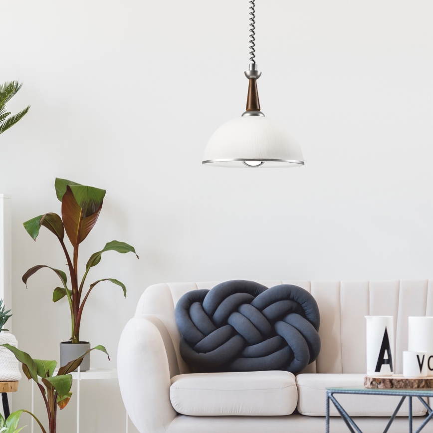 Nedhissbar taklampa CHIARA 1xE27/60W/230V silver/mörkbrun/bok