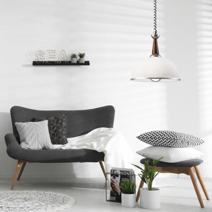 Nedhissbar taklampa CHIARA 1xE27/60W/230V silver/mörkbrun/bok