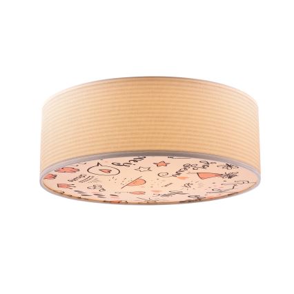 Takbelysning för barn KIDDY 2xE27/40W/230V beige/rosa