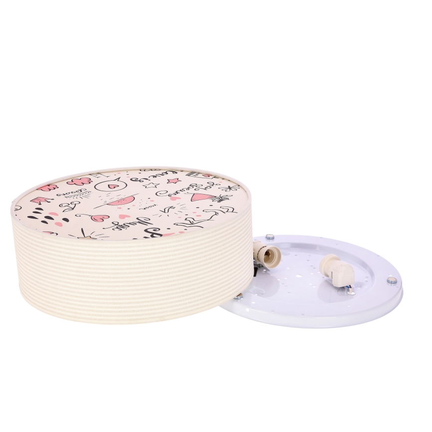 Takbelysning för barn KIDDY 2xE27/40W/230V beige/rosa