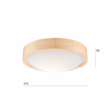 Takbelysning NATURAL SLIM 1xE27/60W/230V ø 27 cm furu