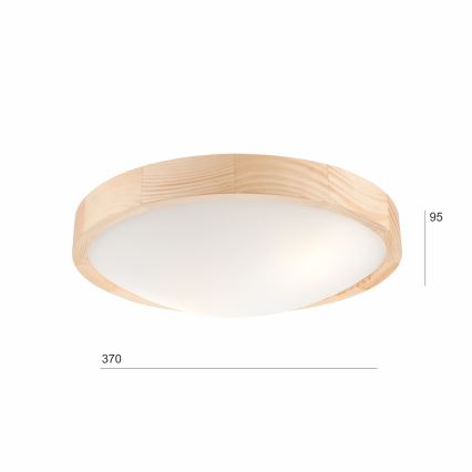 Takbelysning NATURAL SLIM 2xE27/60W/230V ø 37 cm furu