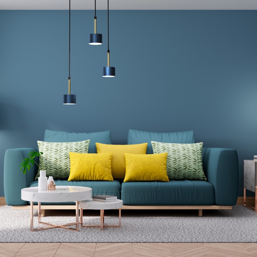 Takkkrona på ett snöre  ARENA 3xGX53/11W/230V blå /gyllene 