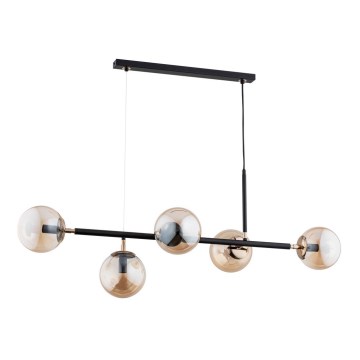 Takkkrona på ett snöre  DANSA 5xE14/10W/230V mässing /svart