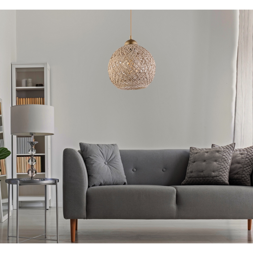 Takkkrona på ett snöre  JUTE 1xE27/60W/230V beige 