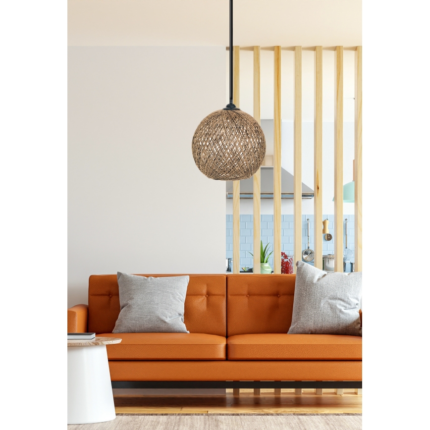 Takkkrona på ett snöre  JUTE 1xE27/60W/230V brun 