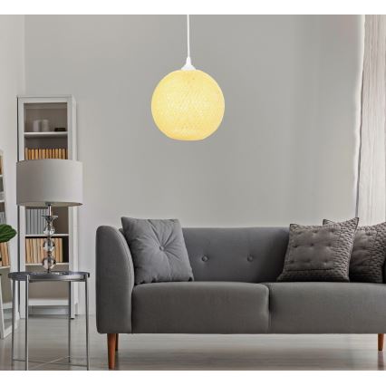 Takkkrona på ett snöre  JUTE 1xE27/60W/230V gul 