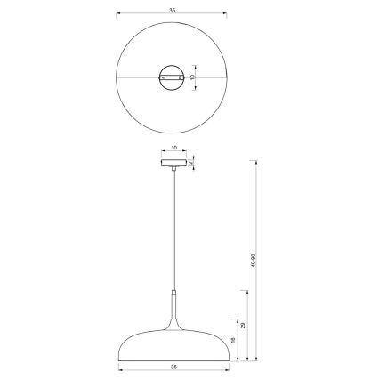 Takkkrona på ett snöre  LINCOLN 1xE27/60W/230V d. 35 cm grön