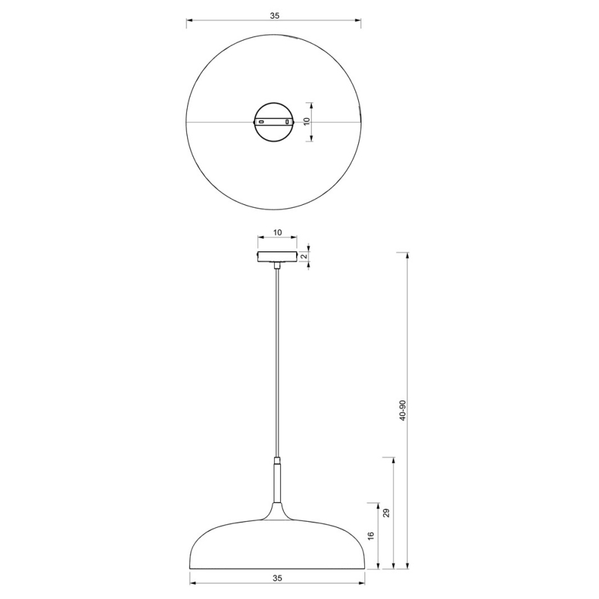 Takkkrona på ett snöre  LINCOLN 1xE27/60W/230V d. 35 cm svart 