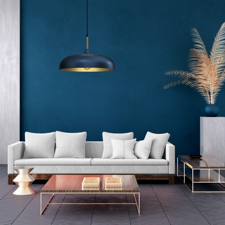 Takkkrona på ett snöre  LINCOLN 1xE27/60W/230V d. 45 cm blå 