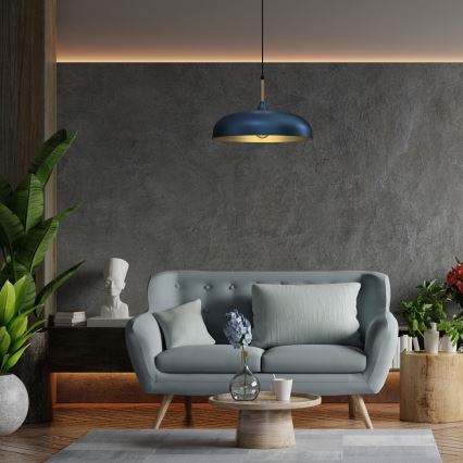 Takkkrona på ett snöre  LINCOLN 1xE27/60W/230V d. 45 cm blå 