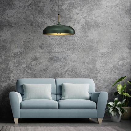 Takkkrona på ett snöre  LINCOLN 1xE27/60W/230V d. 45 cm grön