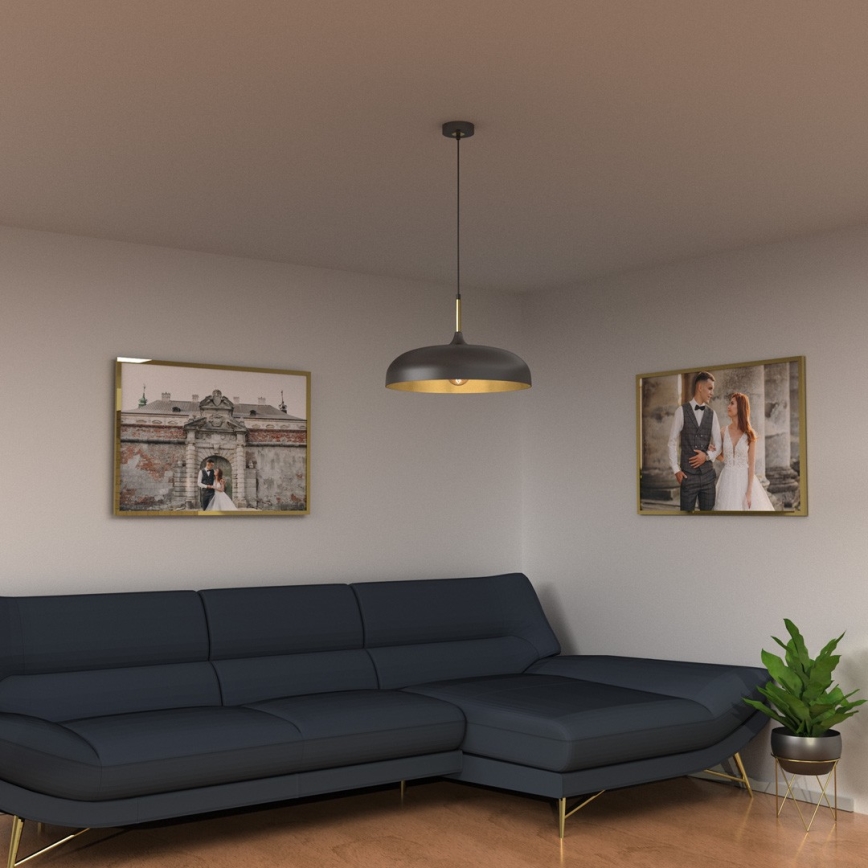 Takkkrona på ett snöre  LINCOLN 1xE27/60W/230V d. 45 cm svart 