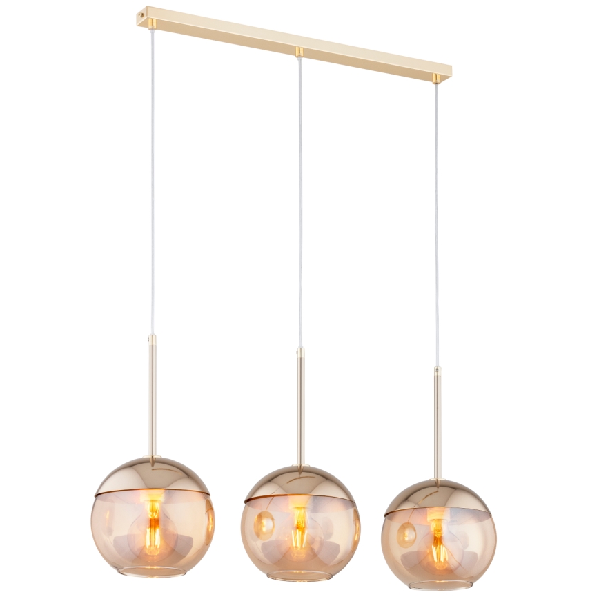 Takkkrona på ett snöre  VOLDA 3xE27/60W/230V mässing