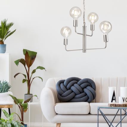 Takkrona på en kedja  ORLANDO 4xE27/60W/230V silver