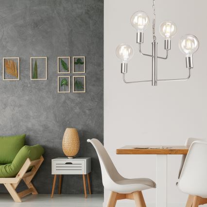 Takkrona på en kedja  ORLANDO 4xE27/60W/230V silver