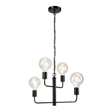 Takkrona på en kedja  ORLANDO 4xE27/60W/230V svart 