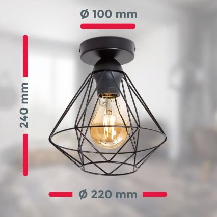 Taklampa 1xE27/40W/230V svart