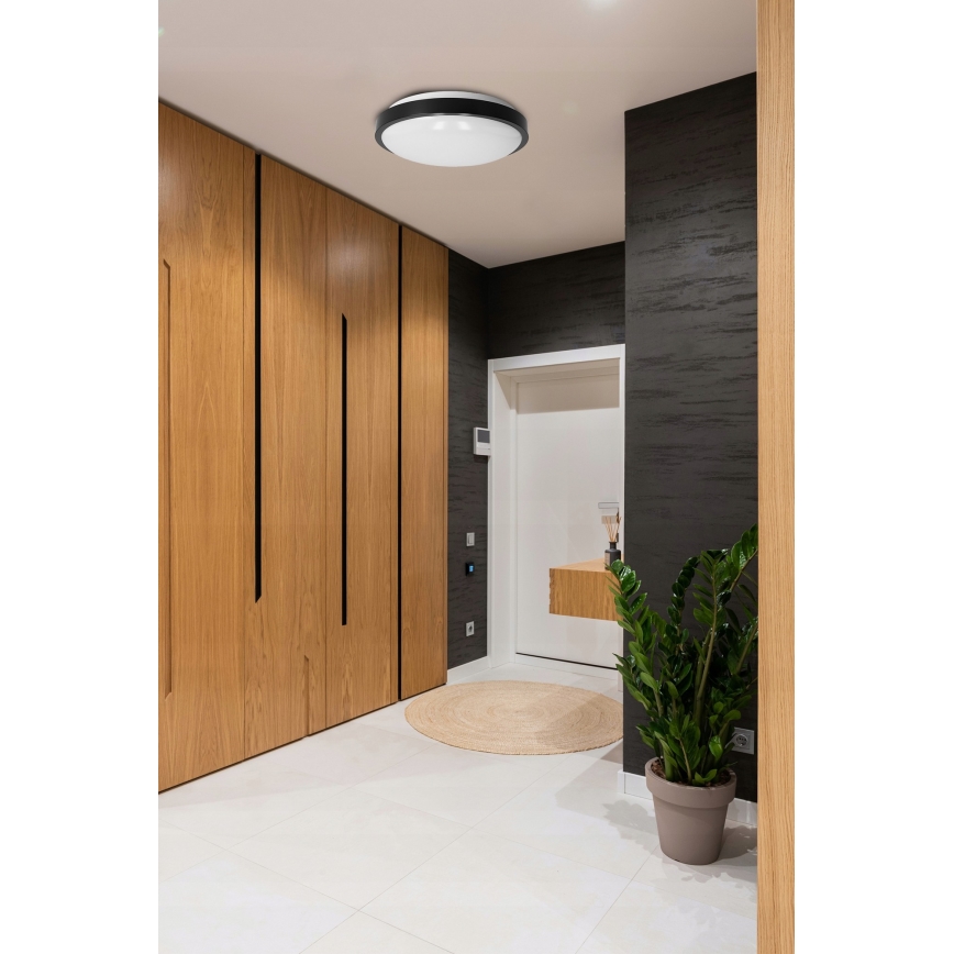 Taklampa 2xE27/40W/230V Ø 29,5 cm svart