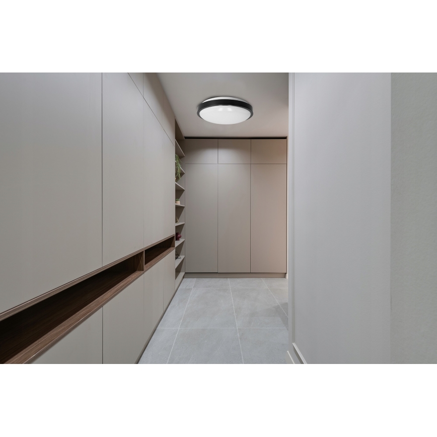 Taklampa 2xE27/40W/230V Ø 29,5 cm svart