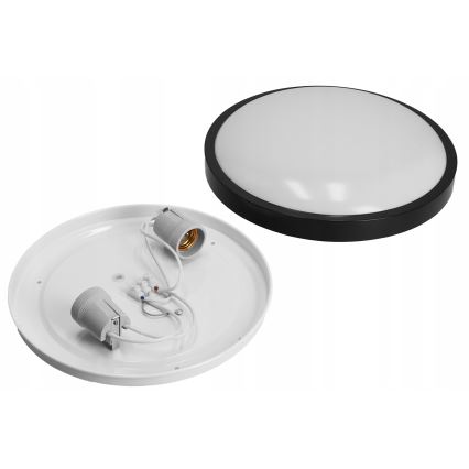 Taklampa 2xE27/40W/230V Ø 29,5 cm svart