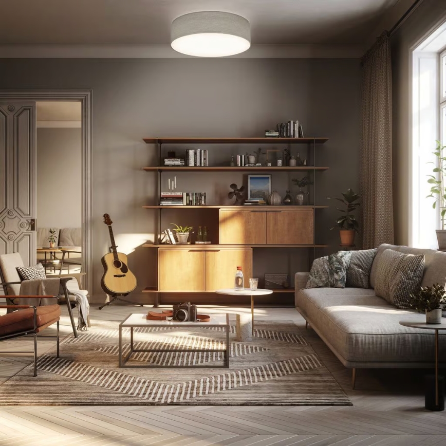 Taklampa 2xE27/40W/230V Ø 38 cm beige