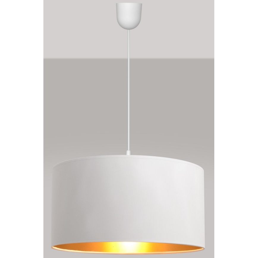 Taklampa på kabel ALBA 1xE27/15W/230V Ø 40 cm vit/guld