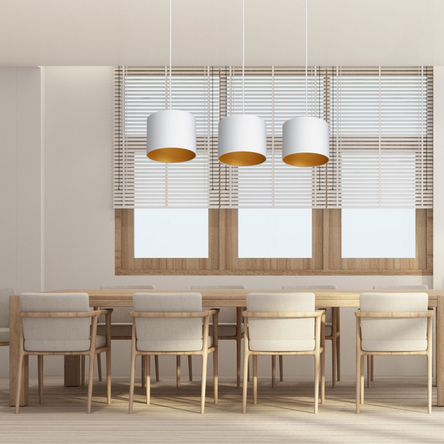 Taklampa på kabel ARDEN 3xE27/60W/230V vit/guld