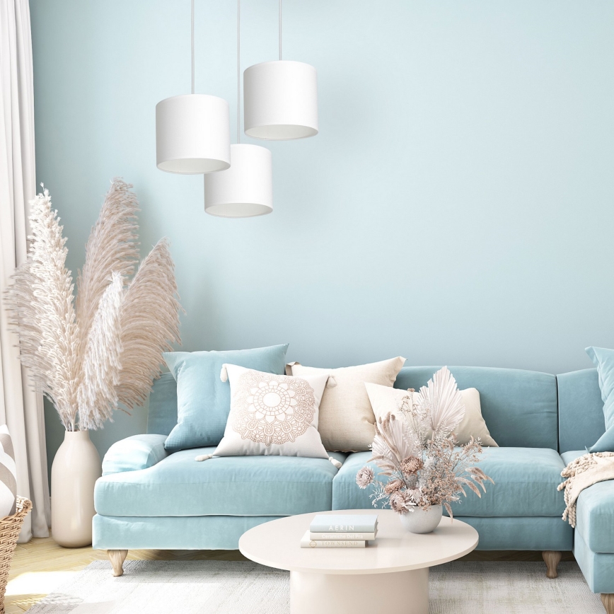 Taklampa på kabel ARDEN 3xE27/60W/230V vit