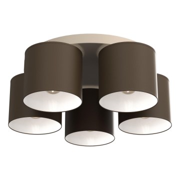 Taklampa ARDEN 5xE27/15W/230V Ø 44 cm beige/brun