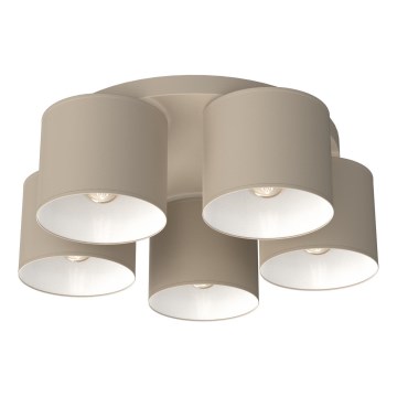 Taklampa ARDEN 5xE27/15W/230V Ø 44 cm beige
