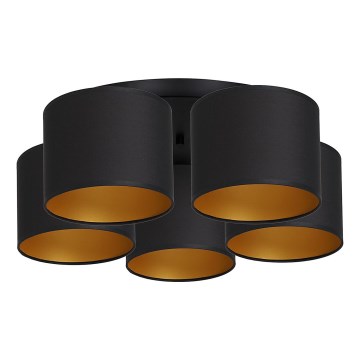 Taklampa ARDEN 5xE27/60W/230V svart/guld, infälld montage