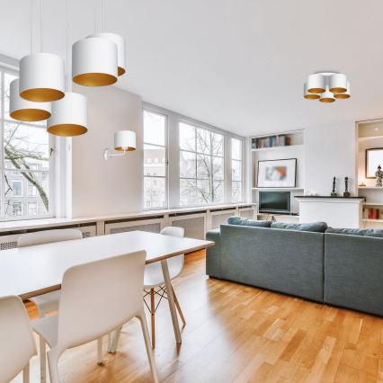 Taklampa på kabel ARDEN 5xE27/60W/230V vit/guld