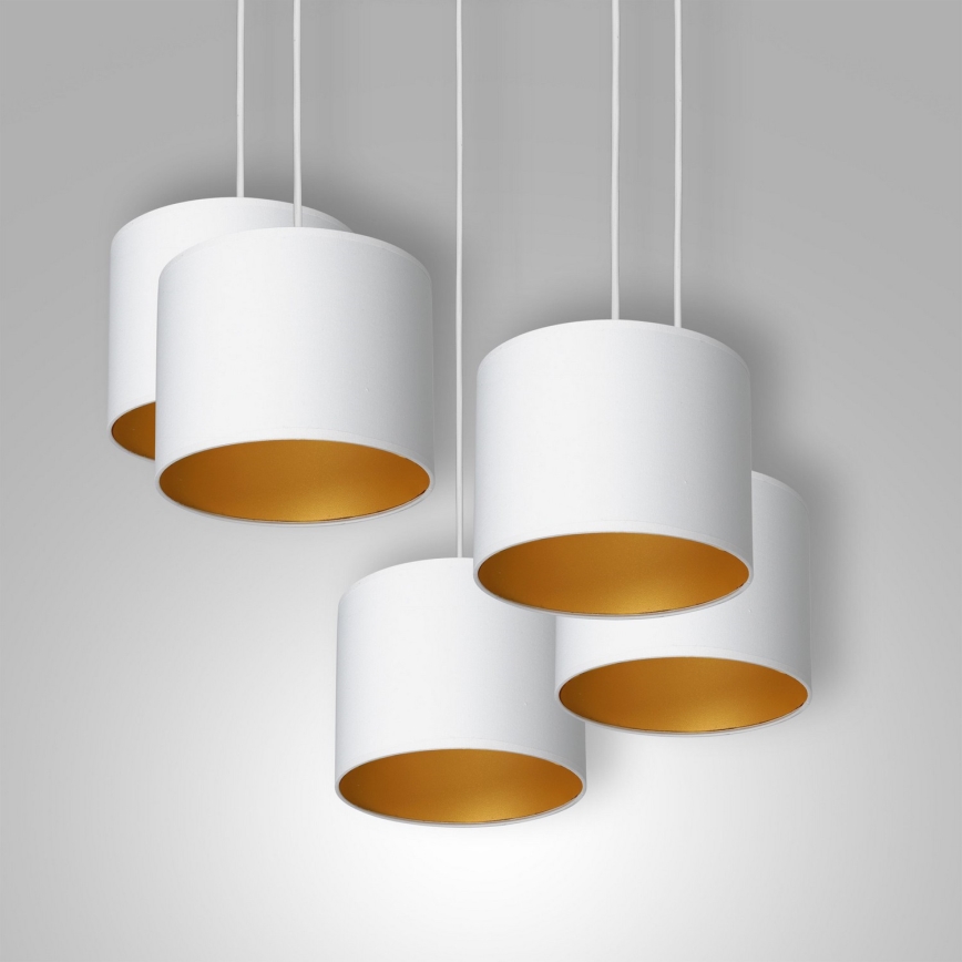 Taklampa på kabel ARDEN 5xE27/60W/230V vit/guld
