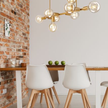 Taklampa på stång ASTRID 8xE27/60W/230V guld