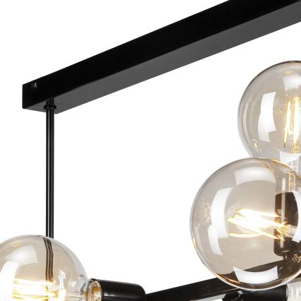 Taklampa på stång ASTRID 8xE27/60W/230V svart