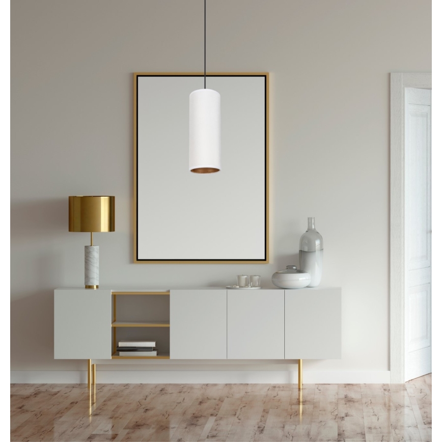 Taklampa på kabel AVALO 1xE27/60W/230V vit/koppar