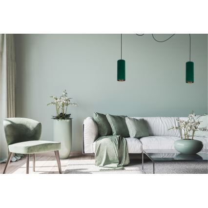 Taklampa på kabel AVALO 2xE27/60W/230V spindel grön/koppar