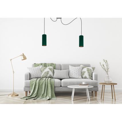 Taklampa på kabel AVALO 2xE27/60W/230V spindel grön/koppar